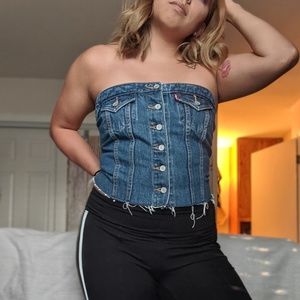 Levi's lace up denim corset top